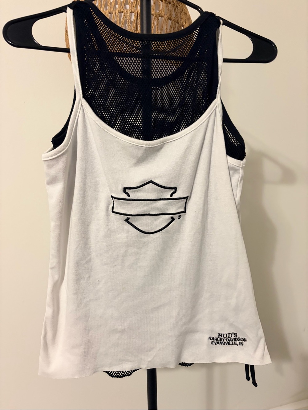 Harley-Davidson White Tank Top with Black Mesh Back